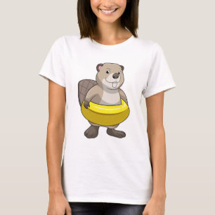 T-shirt Castor à la natation avec anneau de natation
