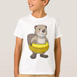 T-shirt Castor à la natation avec anneau de natation