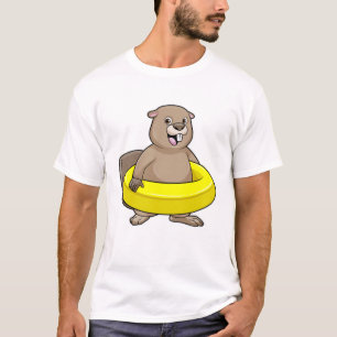 T-shirt Castor à la natation avec anneau de natation