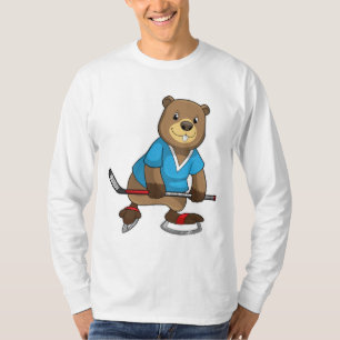 T-shirt Castor au hockey sur glace avec bâton de hockey su