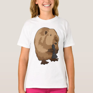T-shirt Castor au jeu d'échecs avec pièce d'échecs Évêque