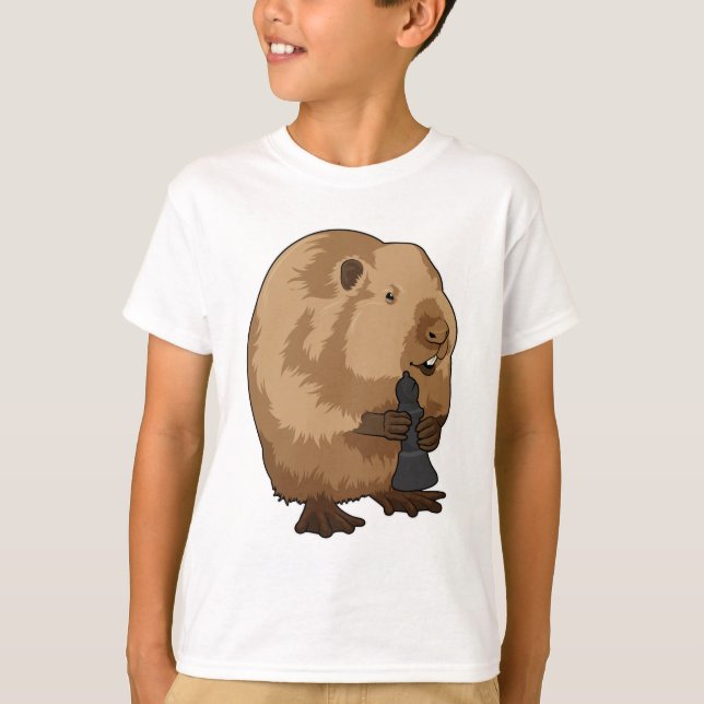 T-shirt Castor au jeu d'échecs avec pièce d'échecs Évêque (Devant)