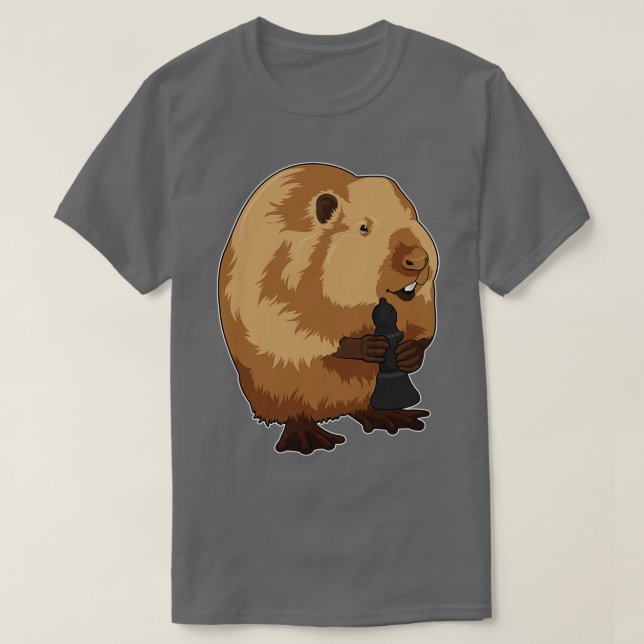 T-shirt Castor au jeu d'échecs avec pièce d'échecs Évêque (Design devant)