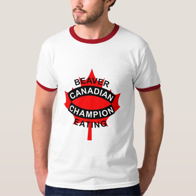 T-shirt Castor canadien mangeant le champion (Devant)