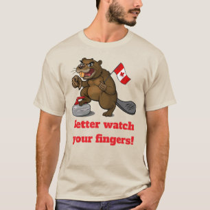 T-shirt Castor de curling avec drapeau