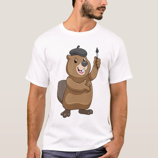 T-shirt Castor en peintre avec pinceau (Devant)