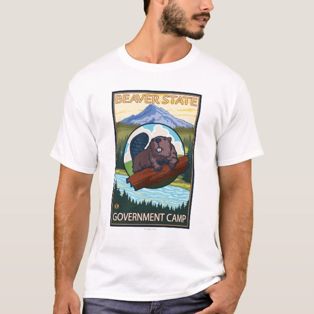 T-shirt Castor et capot de Mt. - camp de gouvernement, (Devant)