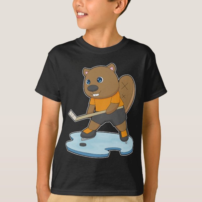 T-shirt Castor Hockey sur glace Baguette de hockey sur gla (Devant)