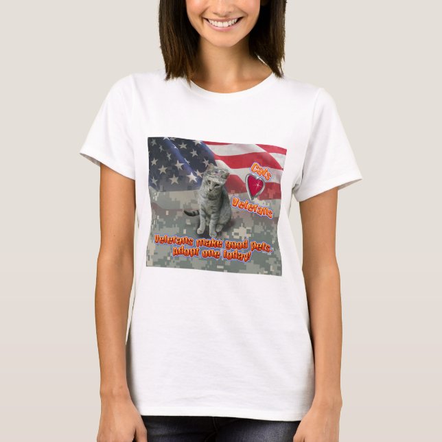 T-shirt Cat adopte un vétéran pour un ami à vie (Devant)