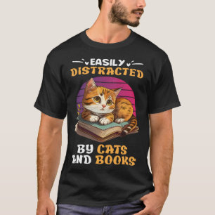 T-shirt Cat and Reading Cat Fans de chats Livres booknerLi