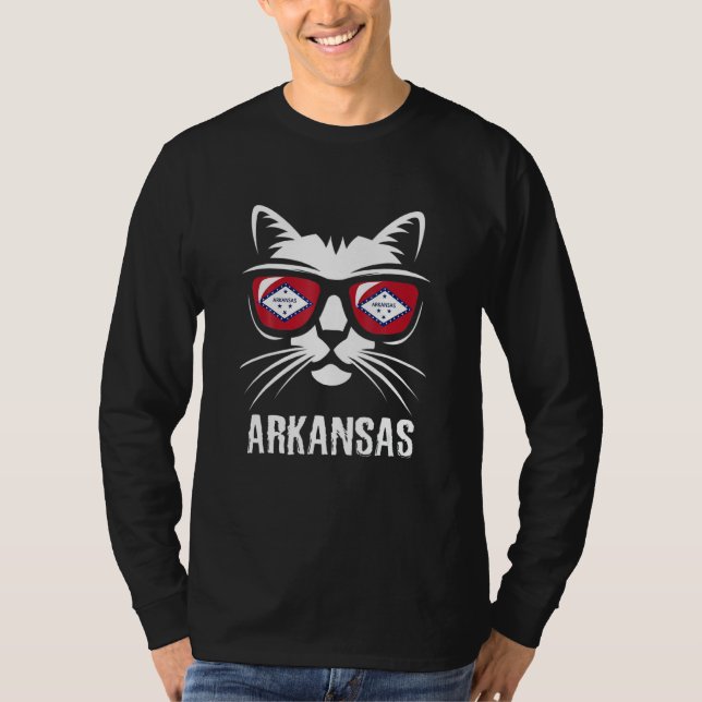 T-shirt Cat Arkansas State Flag (Devant)