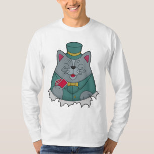 T-shirt Cat at Poker avec cartes de Poker