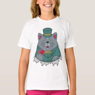 T-shirt Cat at Poker avec cartes de Poker