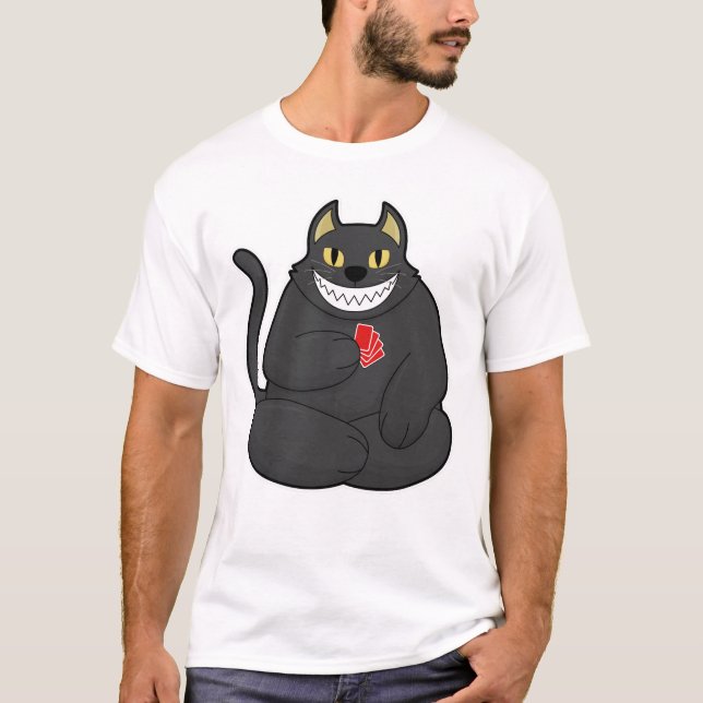 T-shirt Cat at Poker avec cartes de Poker (Devant)