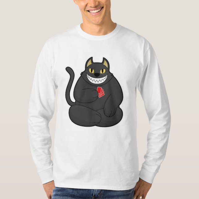 T-shirt Cat at Poker avec cartes de Poker (Devant)