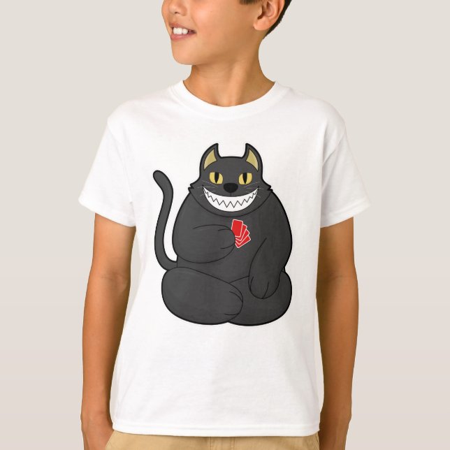 T-shirt Cat at Poker avec cartes de Poker (Devant)