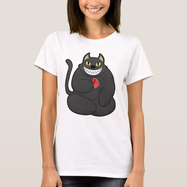 T-shirt Cat at Poker avec cartes de Poker (Devant)