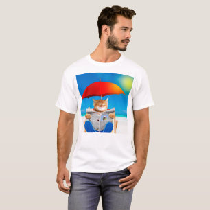 T-shirt Cat At The Beach Lit Le Journal