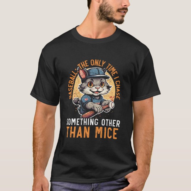 T-shirt Cat Baseball Baseball Player Sport Kitty Meow (Devant)