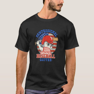 T-shirt Cat Baseball Player 4h Of July