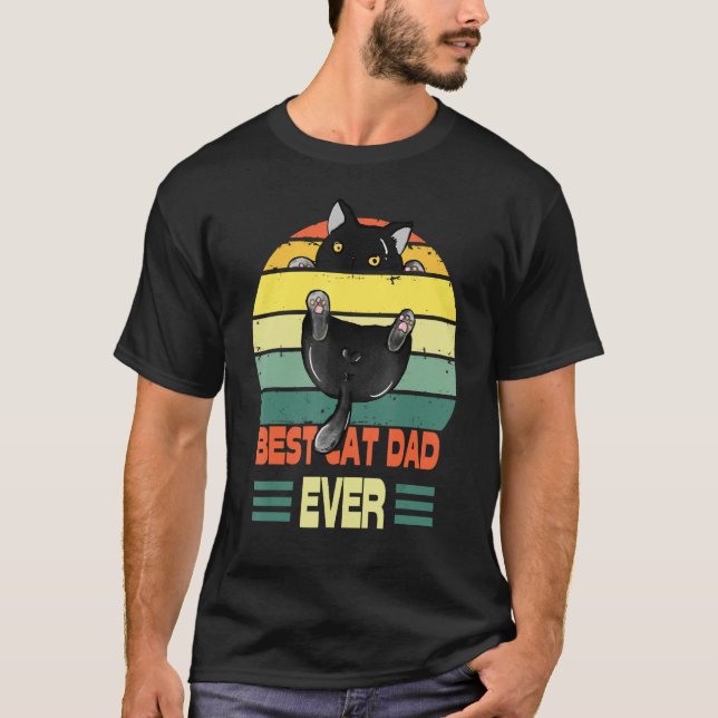 T-shirt Cat  Best Cat Dad Ever  Black Cat (Devant)