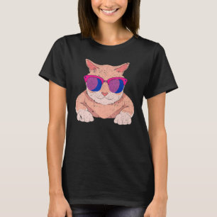 T-shirt Cat Bi Pride Lgbt Bisexualité Drapeau Cool Lunette