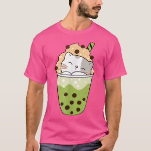 T-shirt Cat boba matcha Boba bubble thé adorable anime kaw