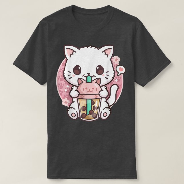 T-shirt Cat Boba Tea Bubble Tea Anime Kawaii Neko Gift Gir (Design devant)
