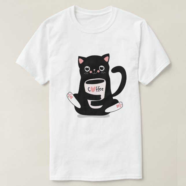 T-shirt Cat Café Cute (Design devant)
