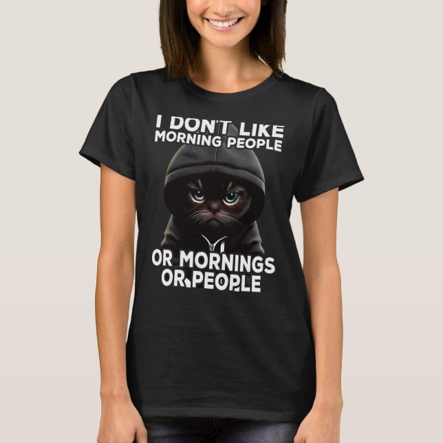T-shirt Cat Café Je n'aime pas les gens du matin 1 (Devant)