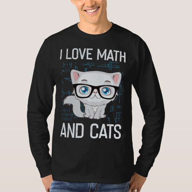 T-shirt Cat Christian Gif I Love Math And Cats (Devant)