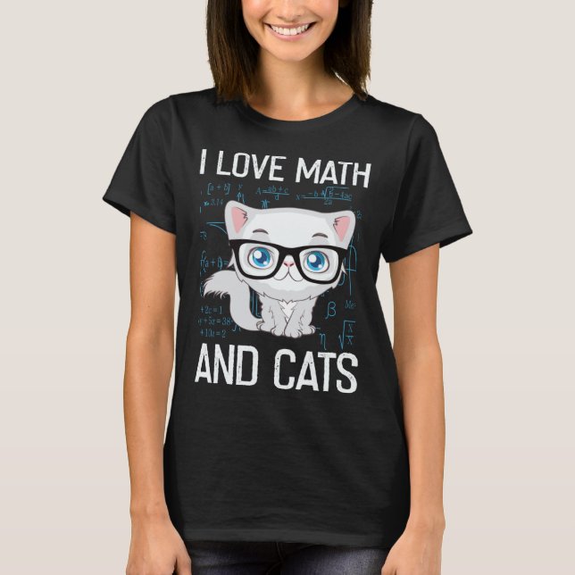 T-shirt Cat Christian Gif I Love Math And Cats (Devant)