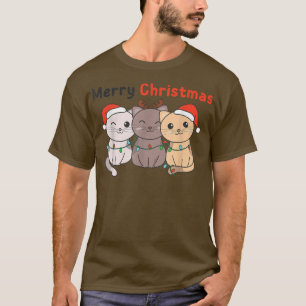 T-shirt Cat Christmas Animaux mignons Chats Joyeux Noël
