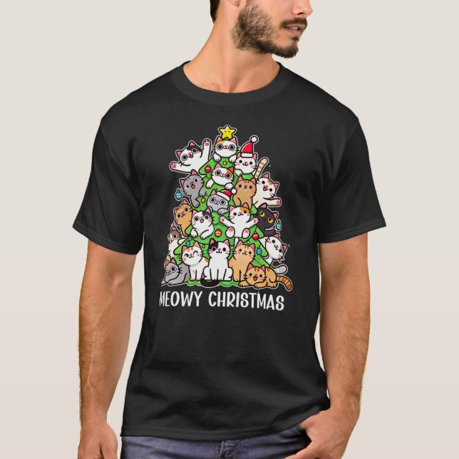 T-shirt Cat Christmas Cat Lover (Devant)