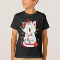 Cat Christmas Lights kitty Portrait Neige