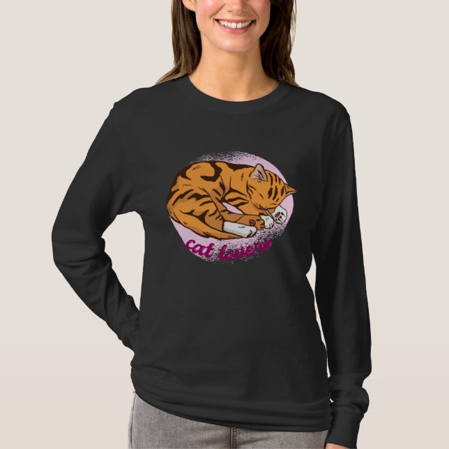 T-shirt cat  cute sleeping (Devant)