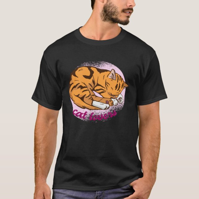 T-shirt cat  cute sleeping (Devant)
