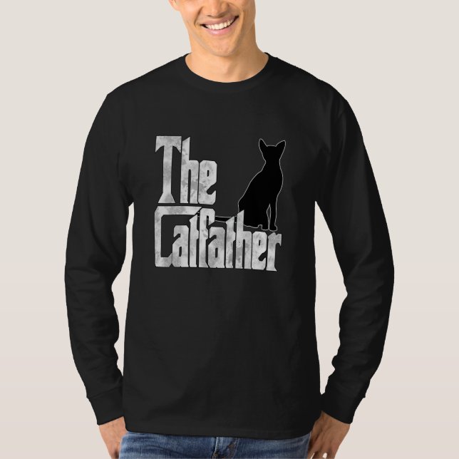 T-shirt Cat Dad The Catfather Crazy Black Cat Father Kitty (Devant)