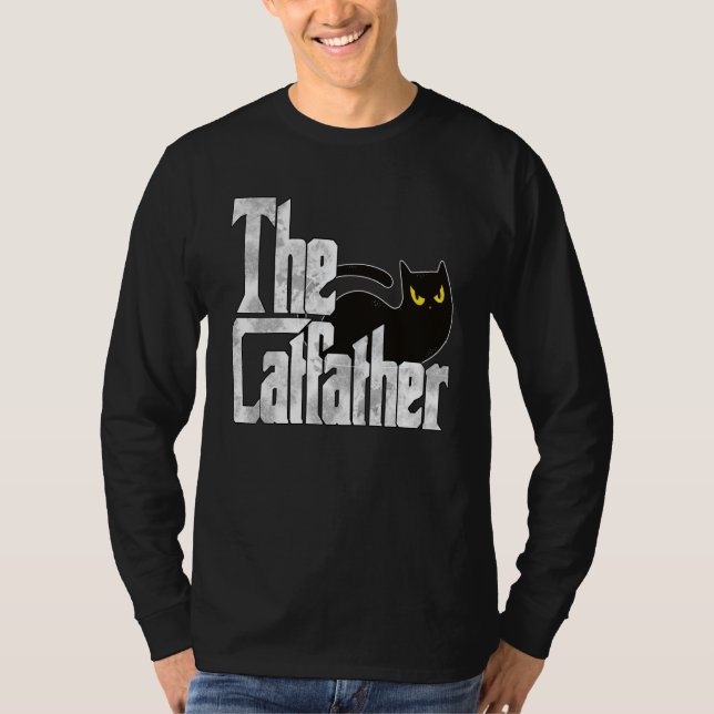 T-shirt Cat Dad The Catfather Crazy Black Cat Father Kitty (Devant)