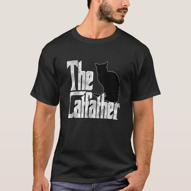 T-shirt Cat Dad The Catfather Crazy Black Cat Father Kitty (Devant)