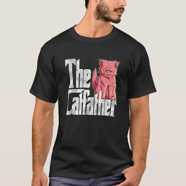 T-shirt Cat Dad The Catfather Crazy Evil Cat Father Kitty  (Devant)