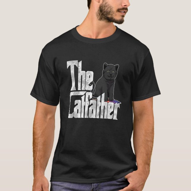 T-shirt Cat Dad The Catfather Cute Black Cat Father Kitty  (Devant)