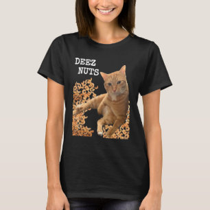 T-shirt Cat DEEZ NUTS blague avec noix de cajou