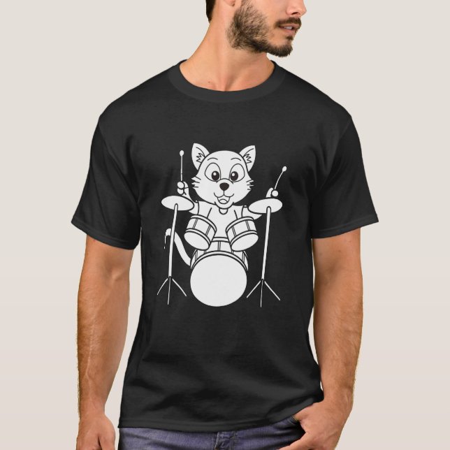 T-shirt Cat Drummer qoute cat Playing Drums cool Percussio (Devant)