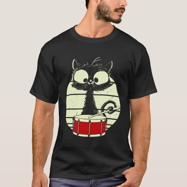 T-shirt Cat Drums Drummer Cat (Devant)