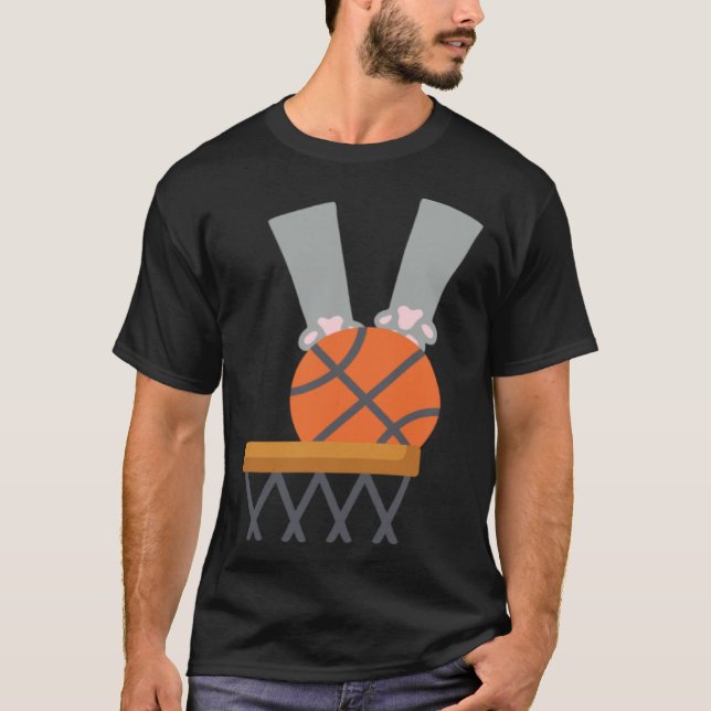 T-shirt Cat Dunk cat dunking a basketball paws net (Devant)