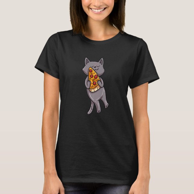 T-shirt Cat Eat Pizza   (Devant)