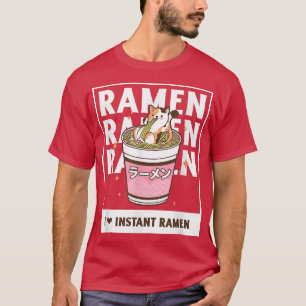 T-shirt Cat Eating Japanese Ramen Noodles Anime Kawaii