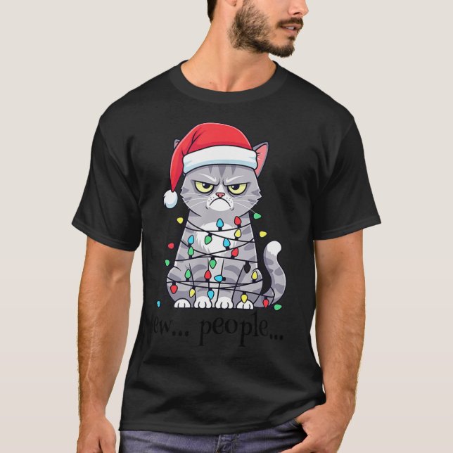T-shirt Cat Ew People Adult Humor Mens Womens Introvert An (Devant)