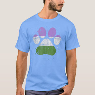 T-shirt Cat Feline Pawprint LGBT Pride Month Genderque